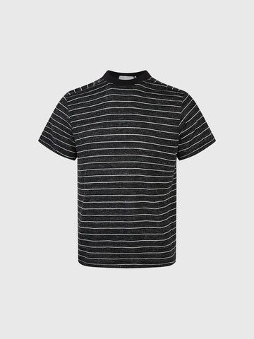 Co-ed Dorm Baggy Stripe Hollow Knit Polo - Black