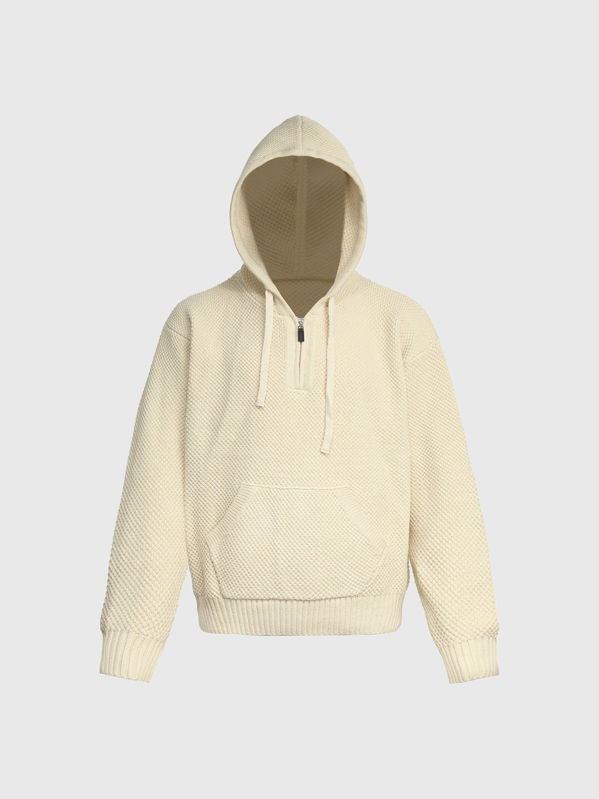 Co-ed Dorm Baggy Striped Washed Zip-up Hoodie - Beige