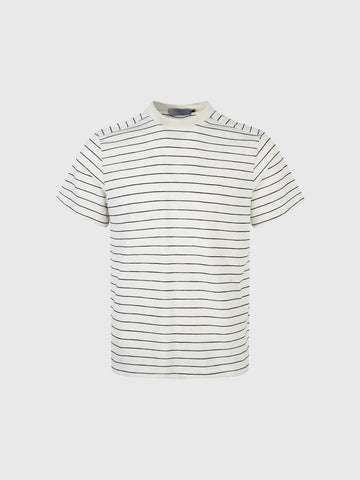 Co-ed Dorm Baggy Stripe Hollow Knit Polo - White