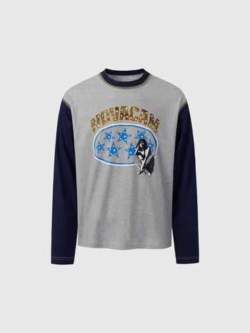Co-ed Dorm Baggy Raglan Graphic Sweatshirt - Grey