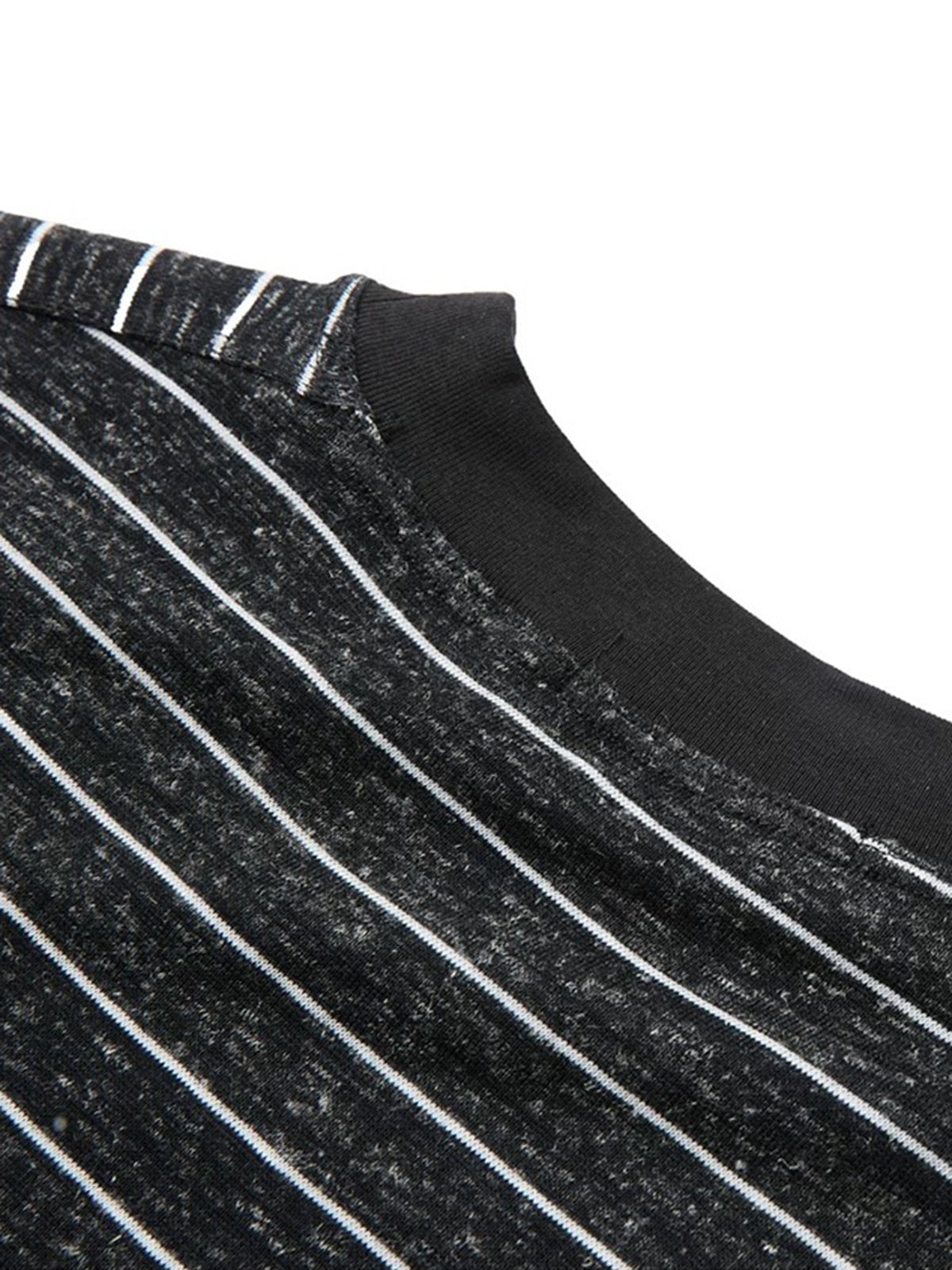 Co-ed Dorm Baggy Stripe Hollow Knit Polo - Black