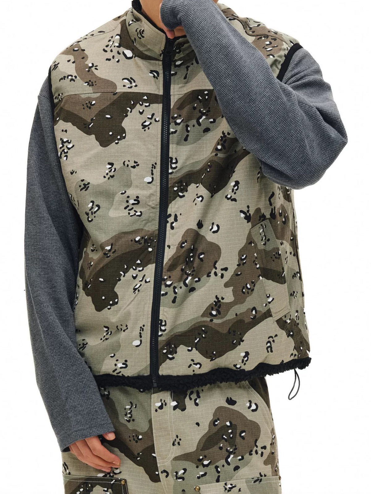 Co-ed Dorm Baggy Camouflage Sleeveless Vest - Green