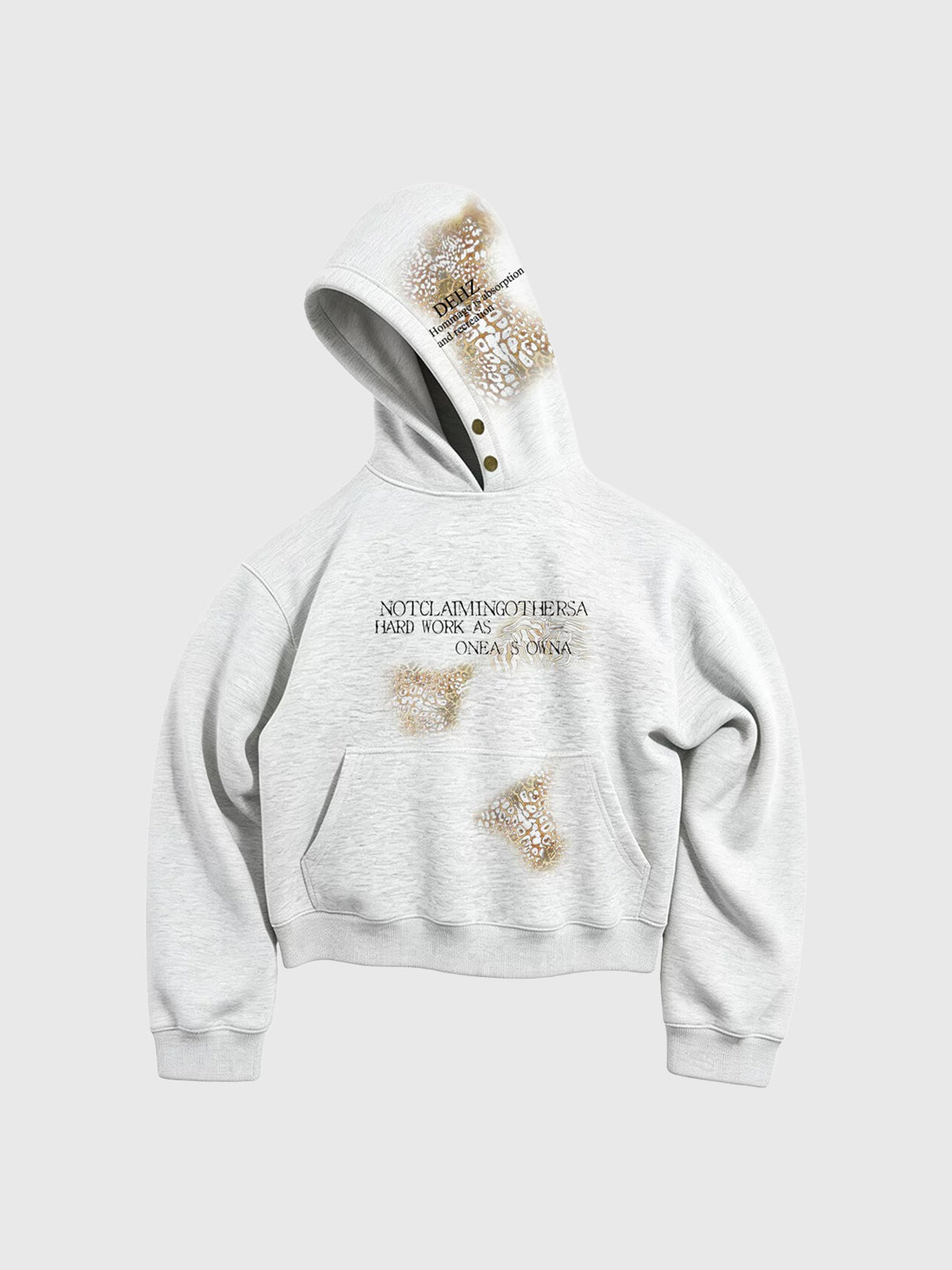 Co-ed Dorm Baggy Leopard Print Zip-up Hoodie - White