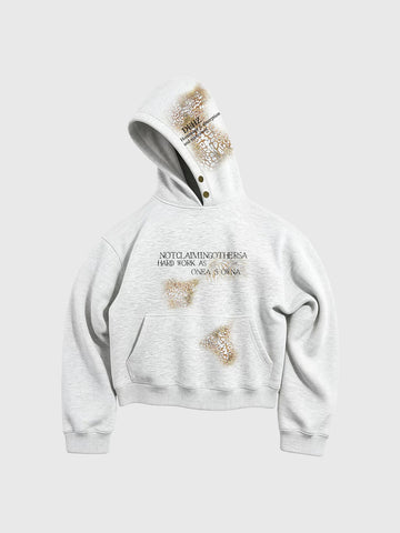 Co-ed Dorm Baggy Leopard Print Zip-up Hoodie - White