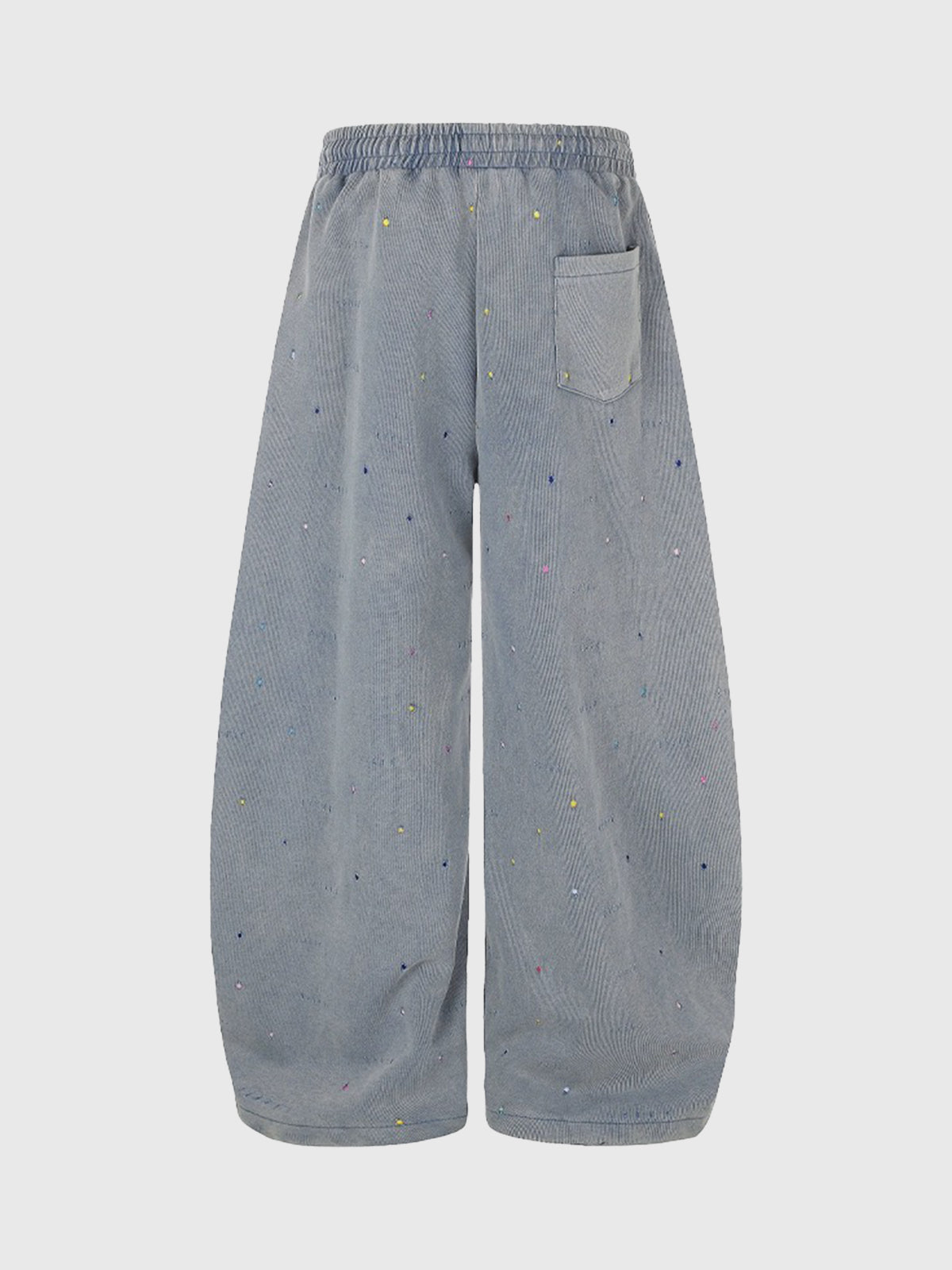 Co-ed Dorm Wide-leg Star Washed Denim Pants - Blue