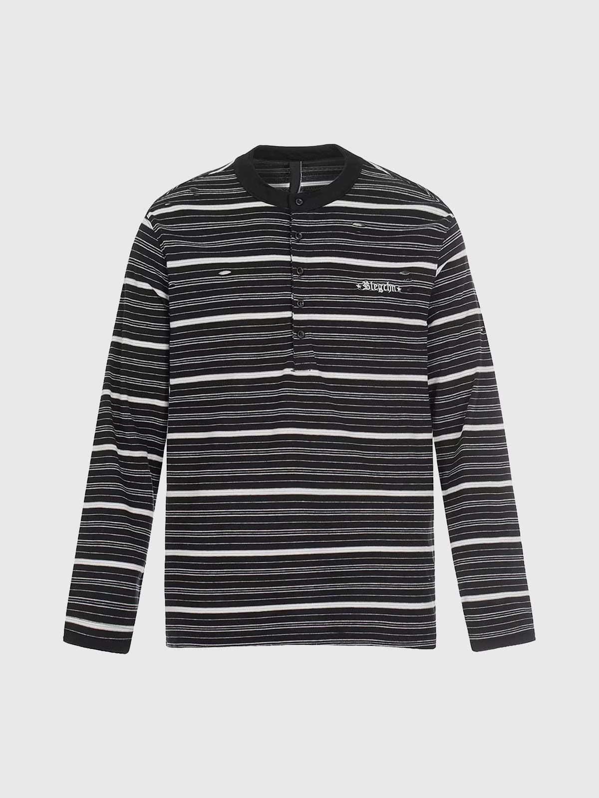 Brick Lane Baggy Stripe Graphic Long Sleeve - Black