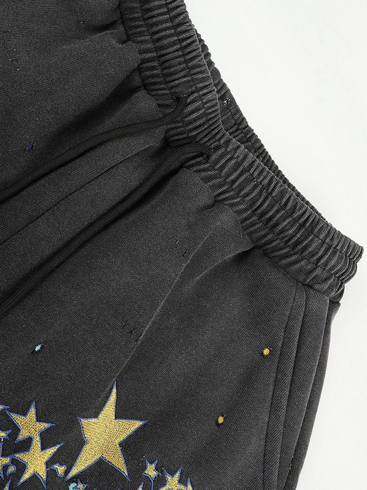 Co-ed Dorm Wide-leg Star Washed Denim Pants - Black