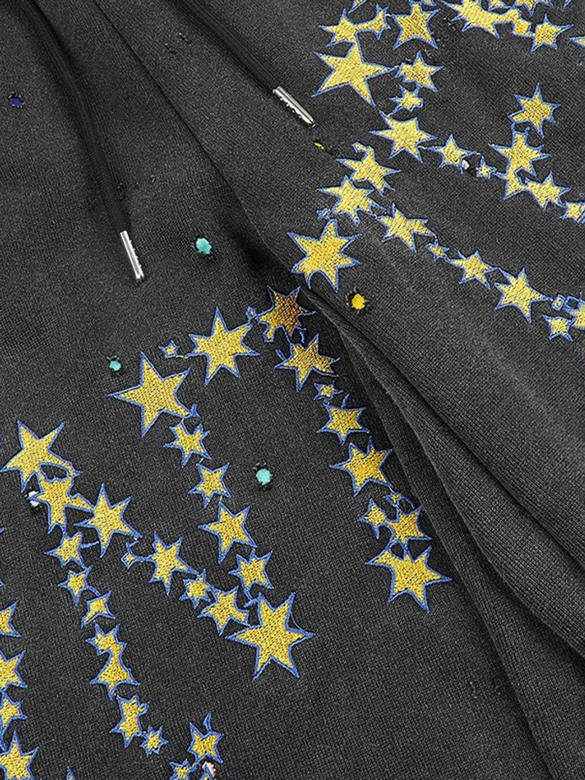 Co-ed Dorm Wide-leg Star Washed Denim Pants - Black
