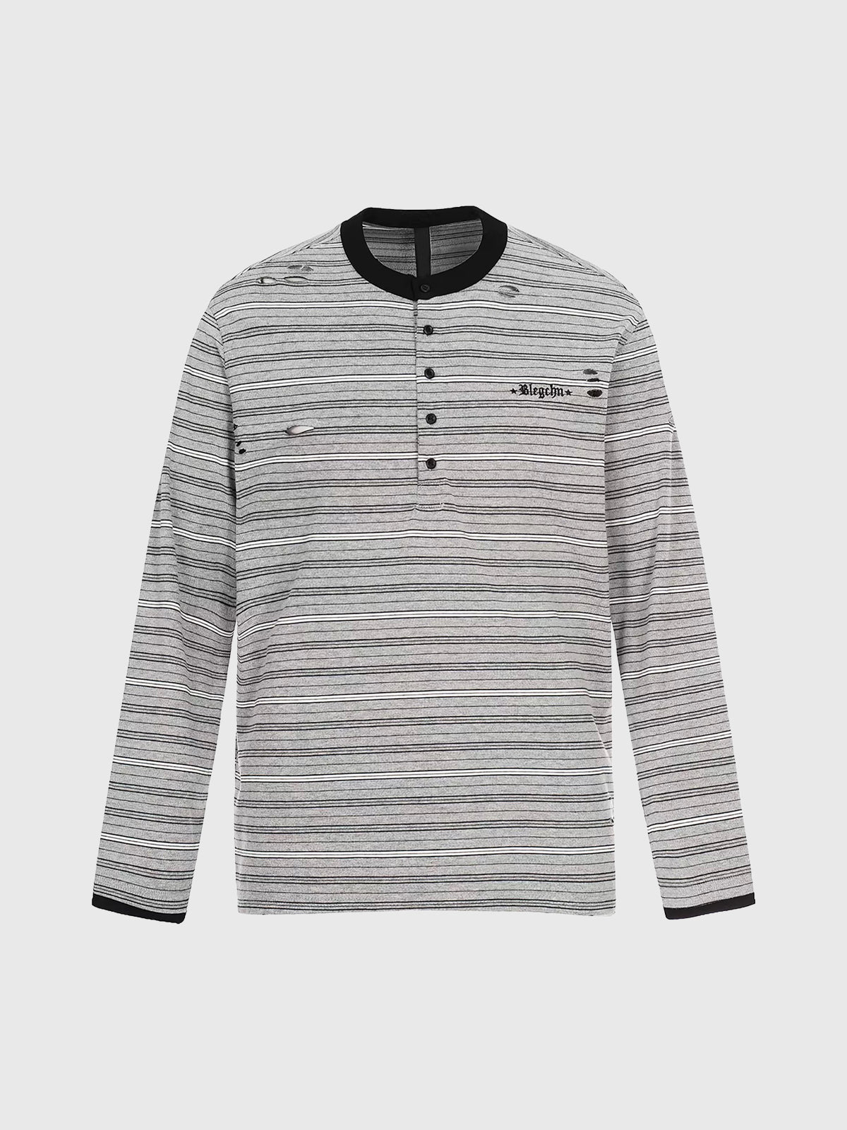 Brick Lane Baggy Fine Stripe Long Sleeve Top - Mono
