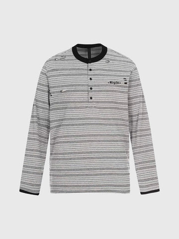 Brick Lane Baggy Fine Stripe Long Sleeve Top - Mono