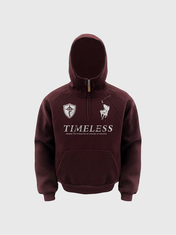 Co-ed Dorm Baggy Graphic Printed Hoodie - Red