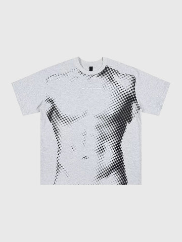 Brick Lane Baggy Digital Gradient Print Tee - White