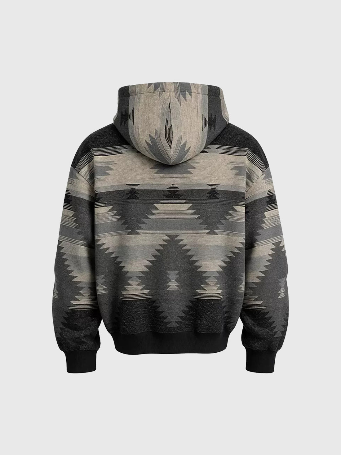 American Club Baggy Plaid Knit Hoodie - Grey