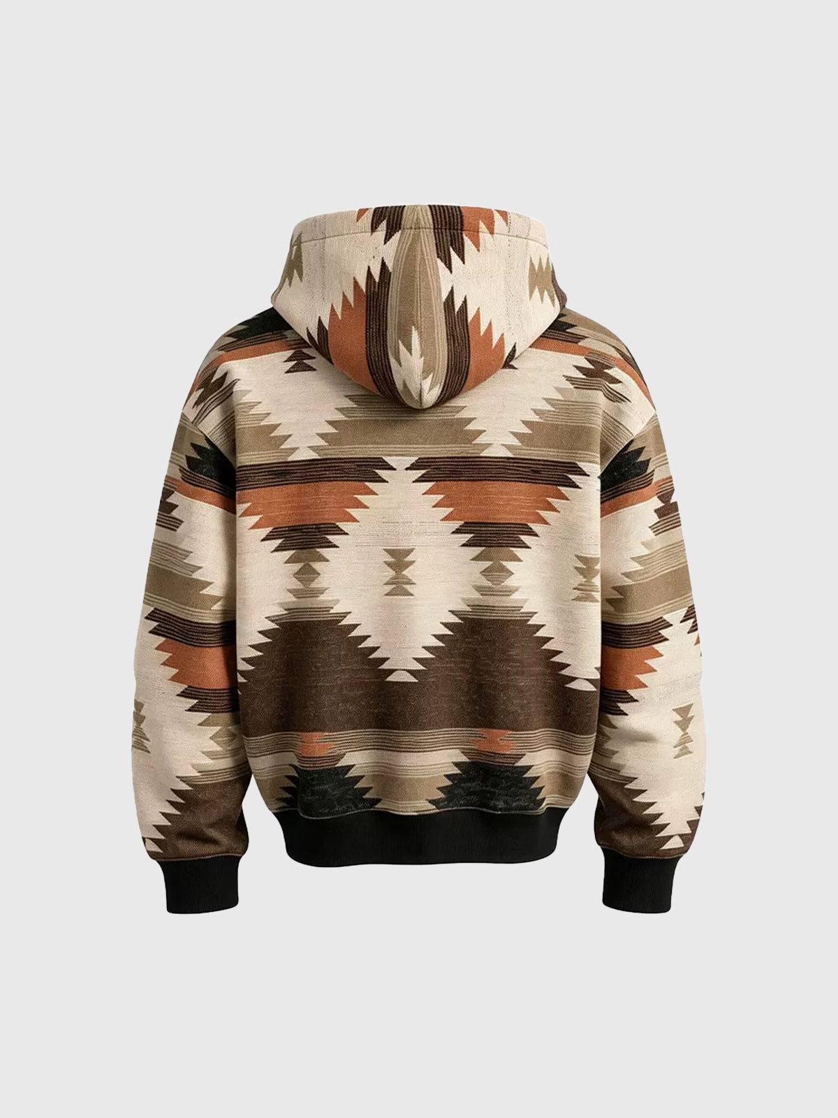 American Club Baggy Plaid Knit Hoodie - Brown