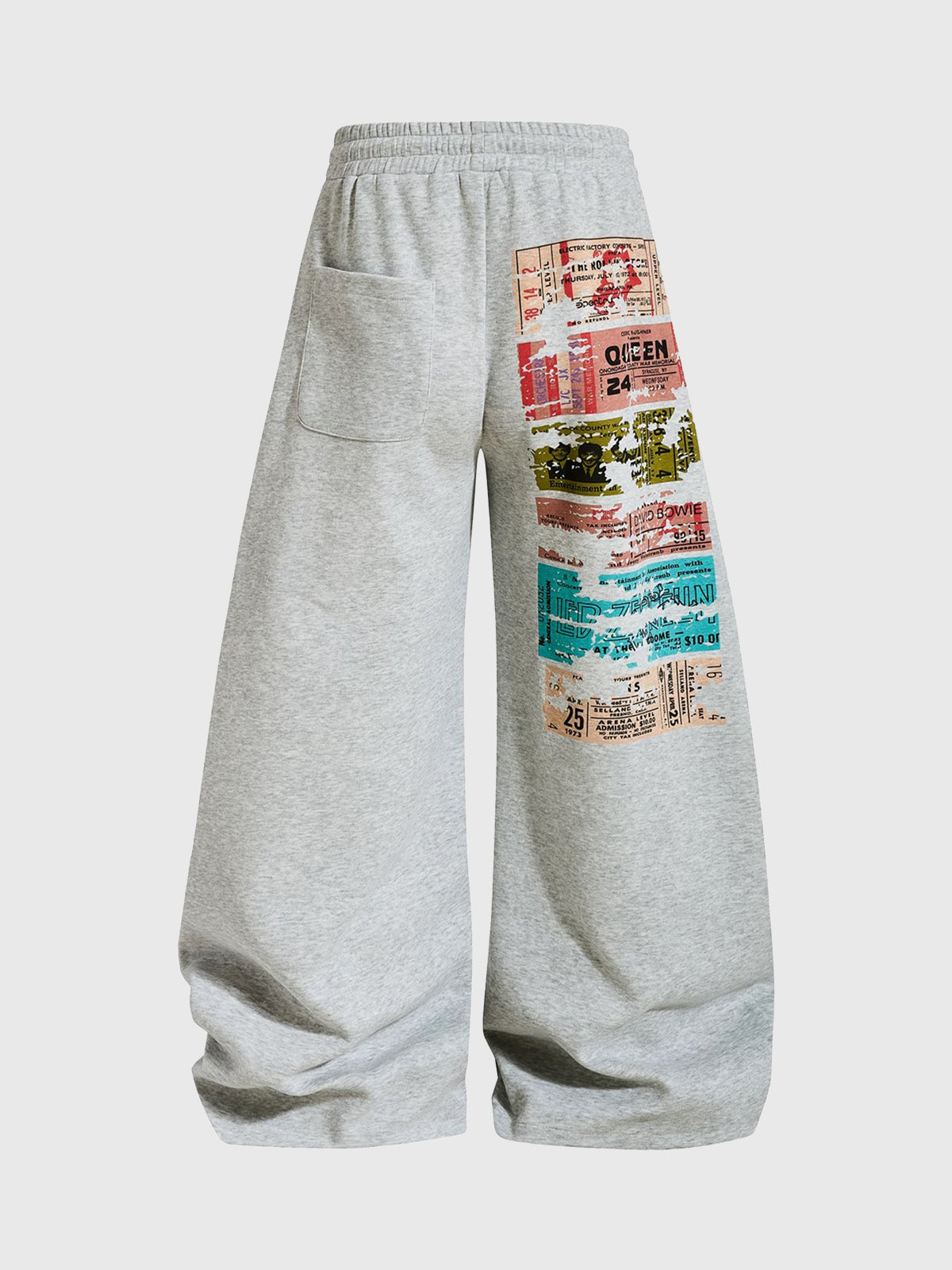 Co-ed Dorm Wide-leg Graffiti Graphic Sweatpants - Grey
