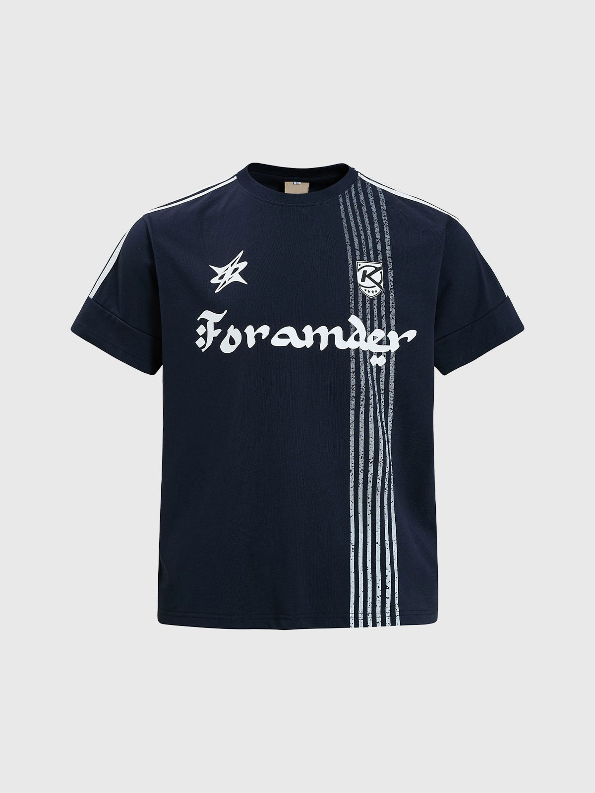 Brick Lane Baggy Stripe Graphic Jersey - Navy
