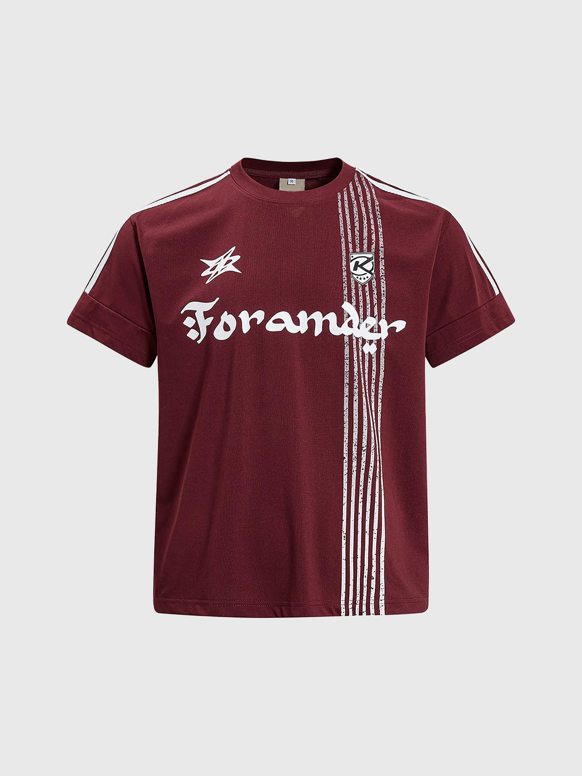 Brick Lane Baggy Stripe Graphic Jersey - Burgundy