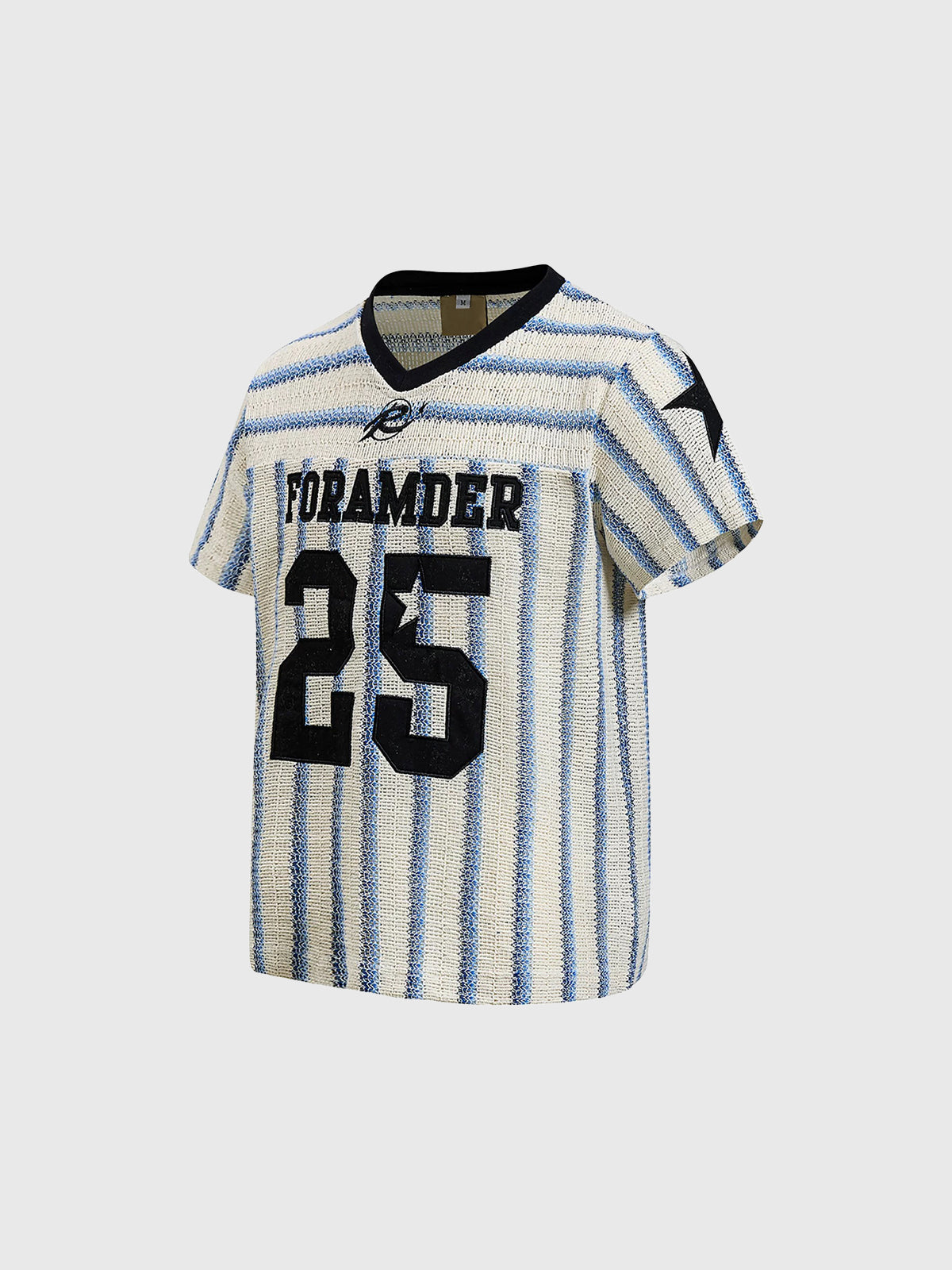Brick Lane Baggy Stripe Number Print Jersey - Blue/White