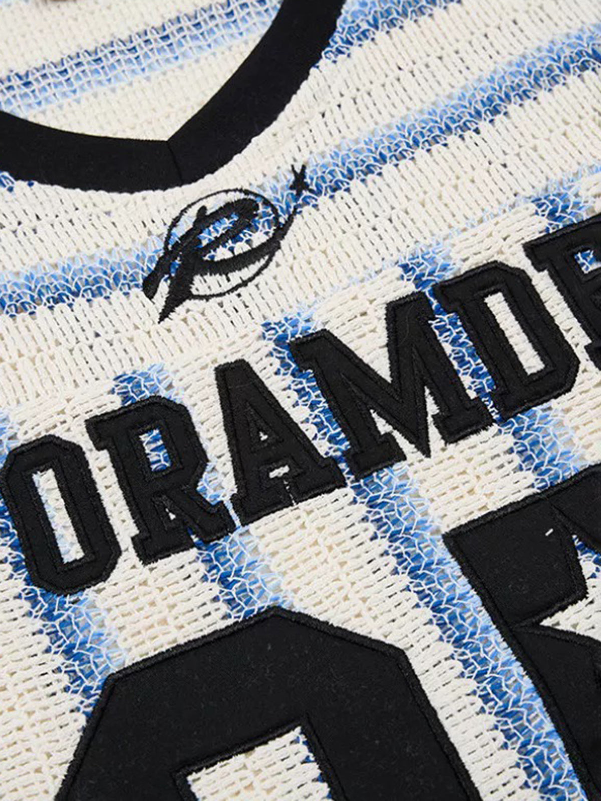 Brick Lane Baggy Stripe Number Print Jersey - Blue/White