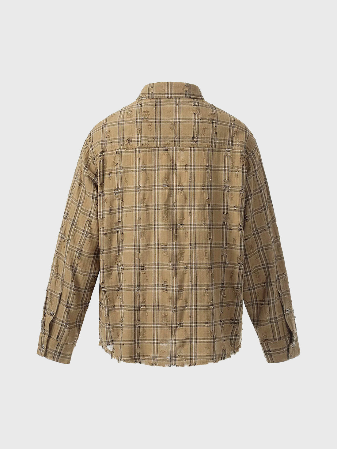 Brick Lane Baggy Vintage Check Plaid Zip-up Jacket - Tan