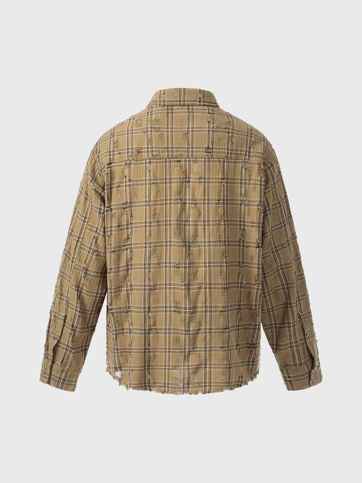 Brick Lane Baggy Vintage Check Plaid Zip-up Jacket - Tan