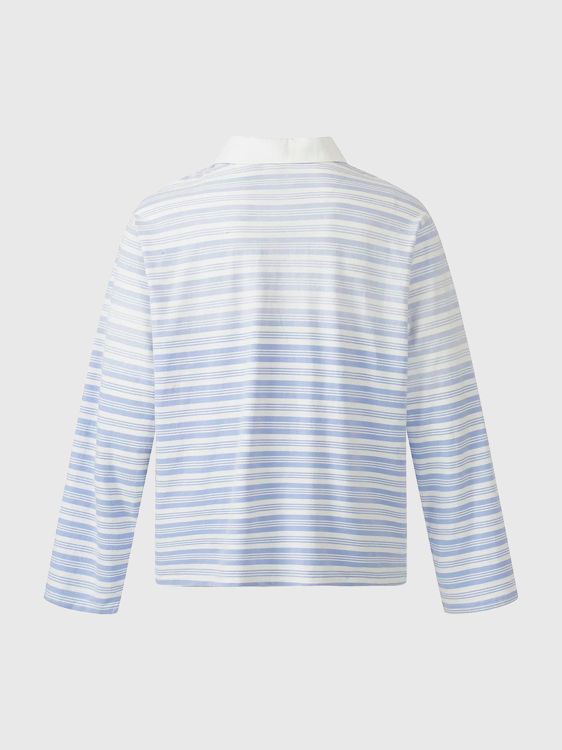 Co-ed Dorm Baggy Ombre Stripe Long Sleeve Polo - Blue