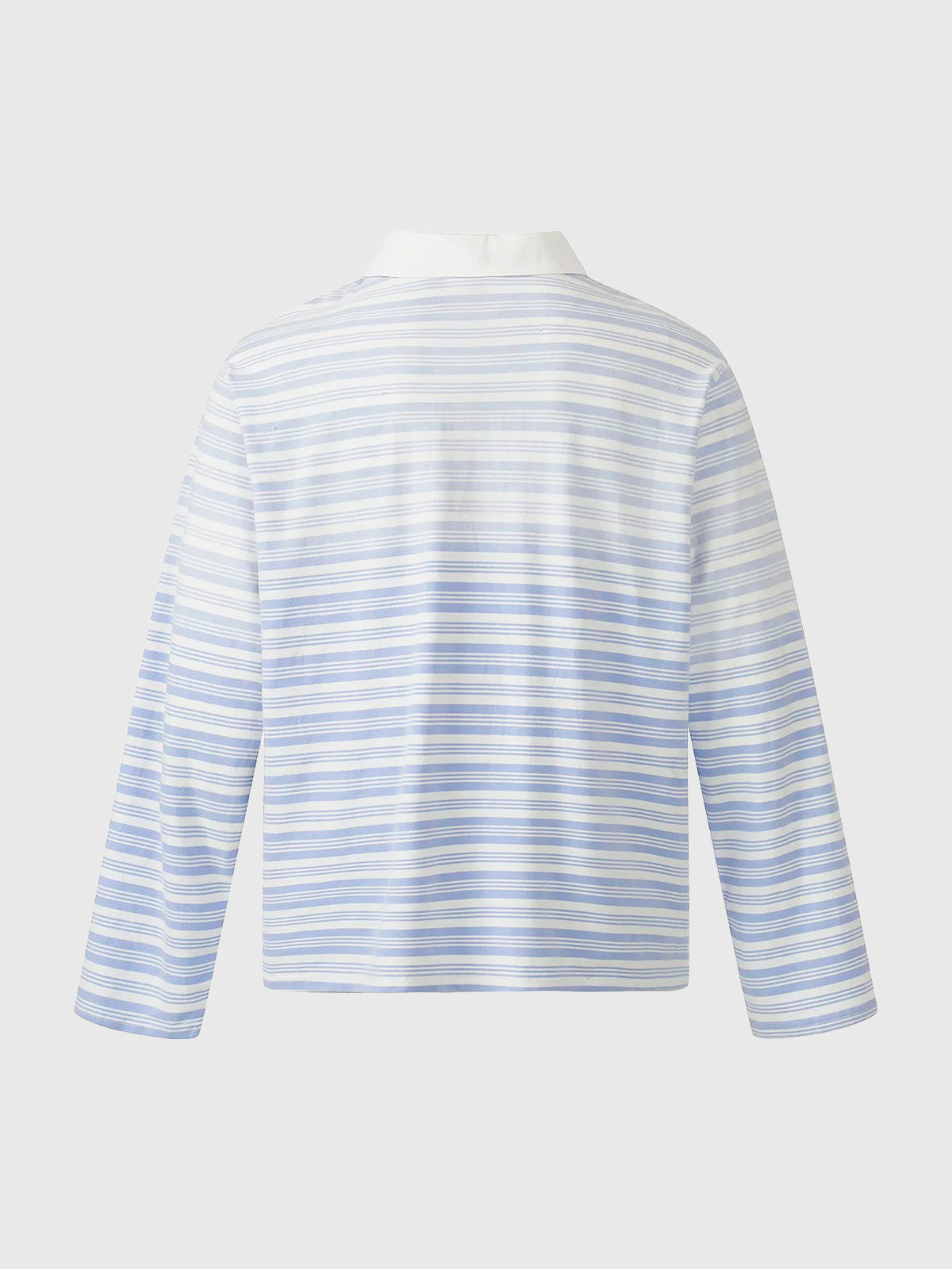 Co-ed Dorm Baggy Ombre Stripe Long Sleeve Polo - Blue