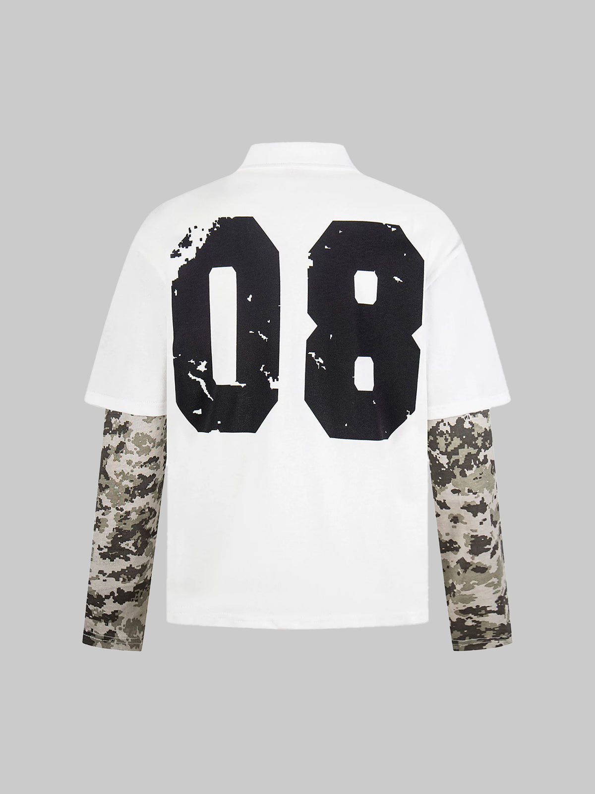 Brick Lane Layered-look Camouflage Jersey Polo - White