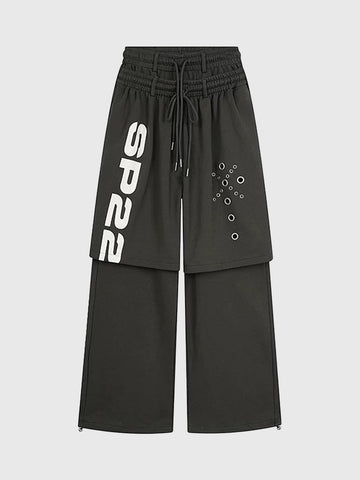 Co-ed Dorm Layered-Look Waistband Sweatpants - Black