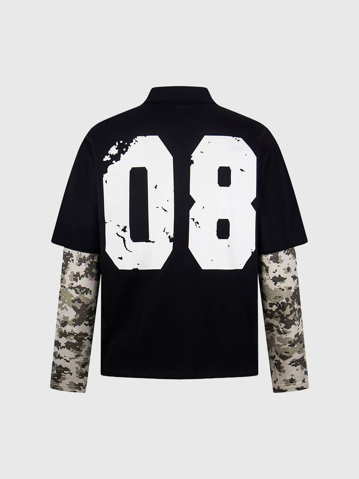 Brick Lane Layered-look Camouflage Jersey Polo - Black