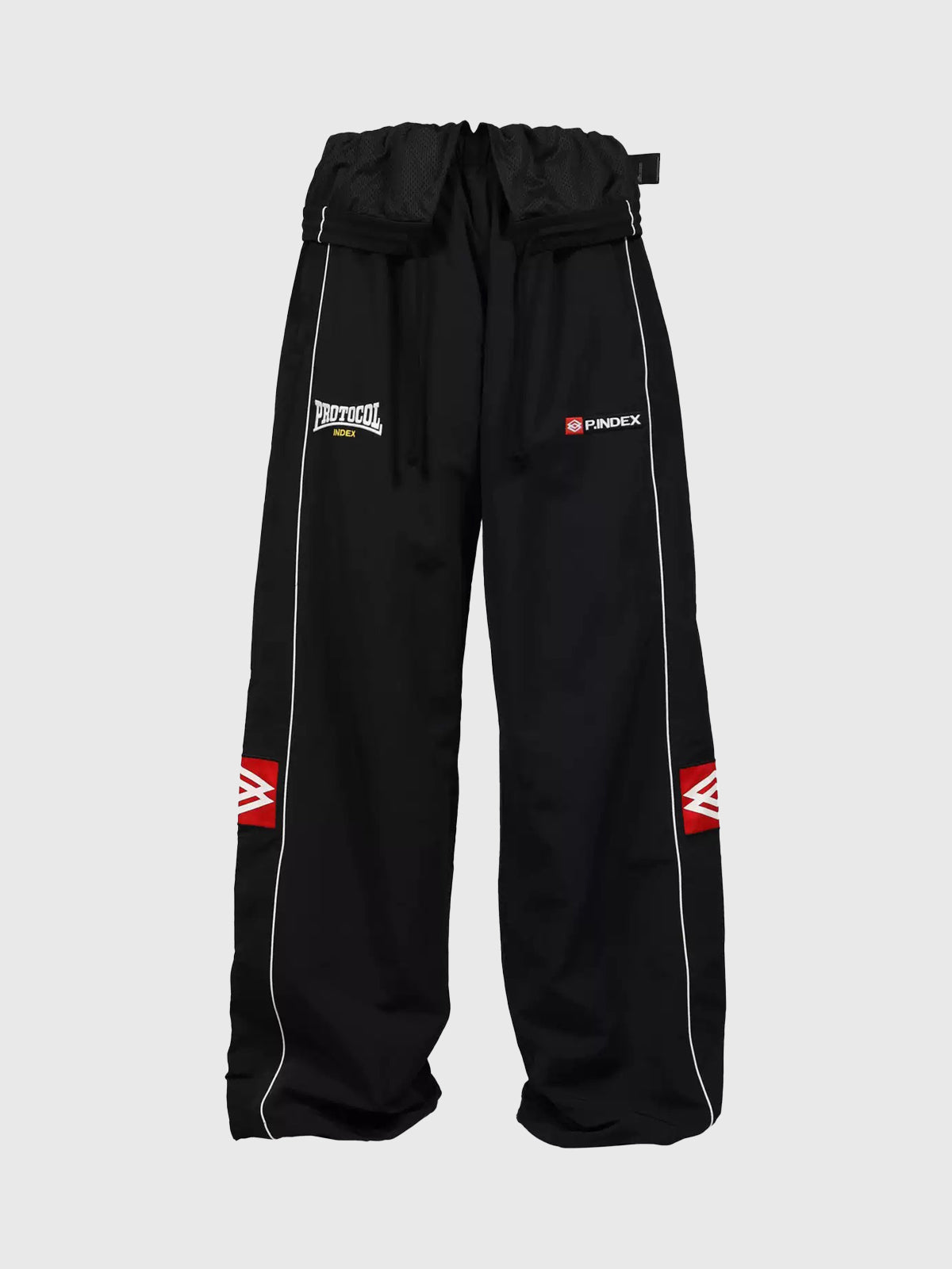 Co-ed Dorm Wide-leg Contrast Racing Pants - Black