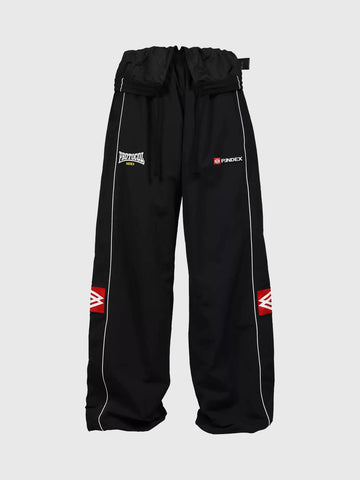 Co-ed Dorm Wide-leg Contrast Racing Pants - Black
