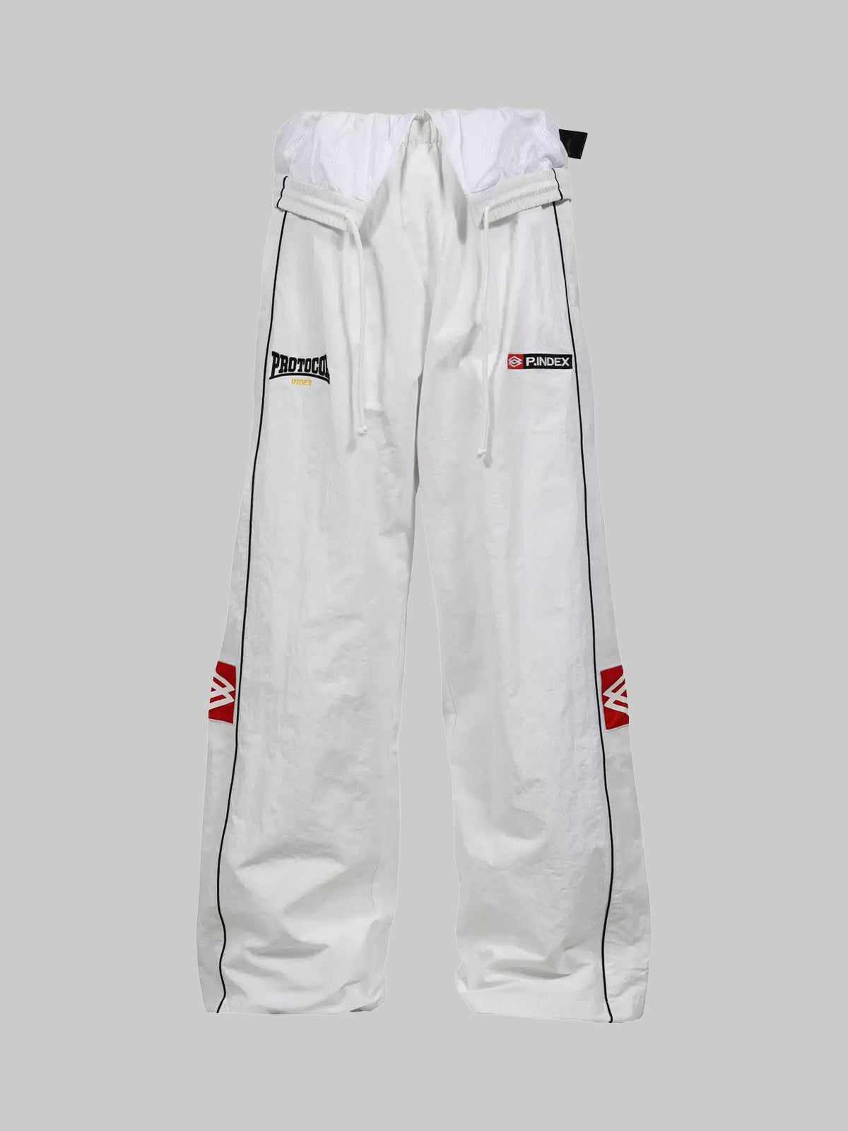 Co-ed Dorm Wide-leg Contrast Racing Pants - White