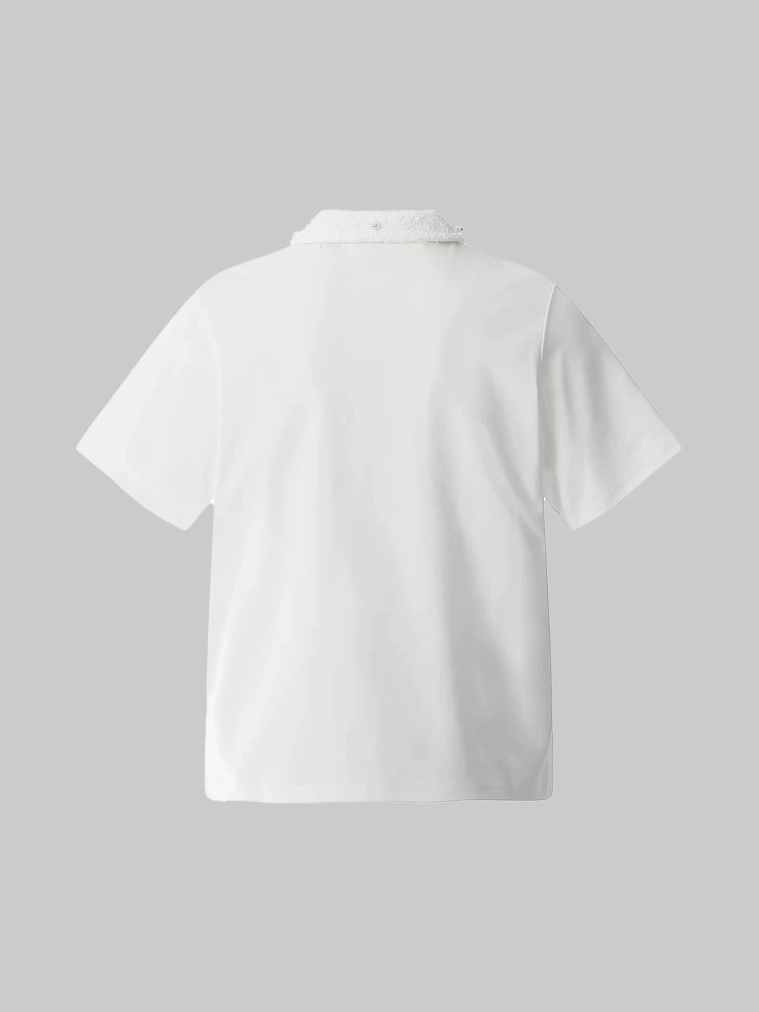 Co-ed Dorm Baggy Textured Waffle Polo Shirt - White