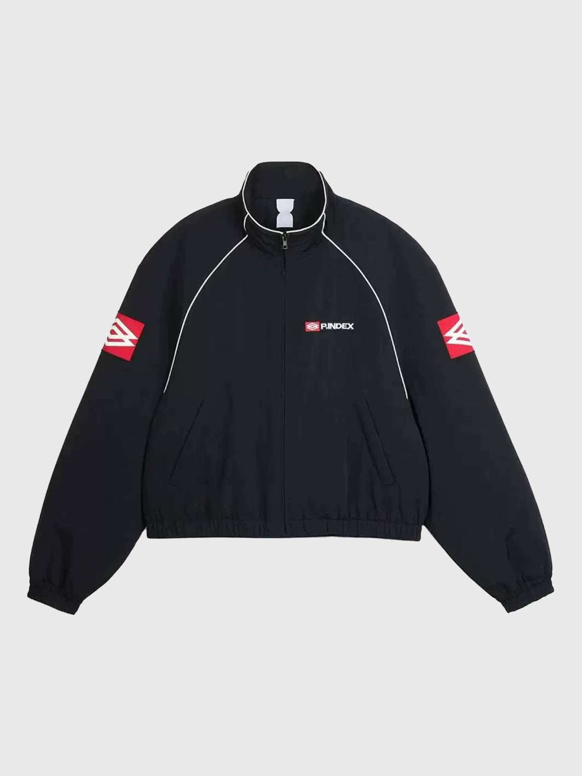 Co-ed Dorm Baggy Contrast Racing Zip-up Jacket - Black