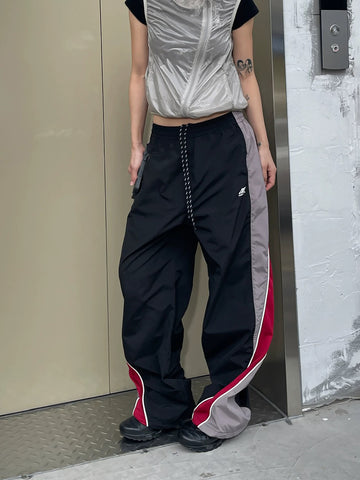 Weekday Outdoor Wide-leg Contrast Color Track Pants - Black