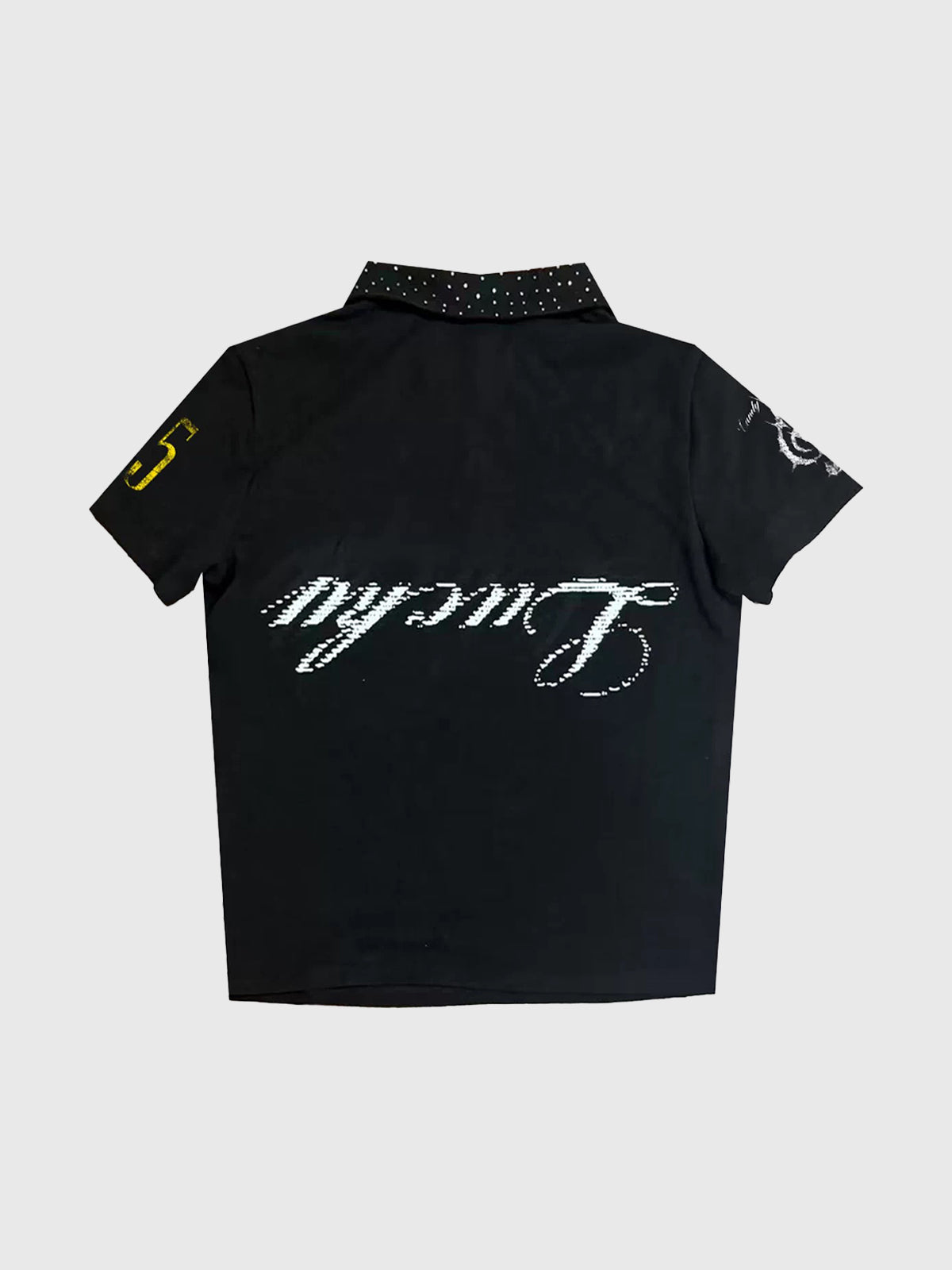 Brick Lane Baggy Jersey Embroidered Graphic Polo - Black