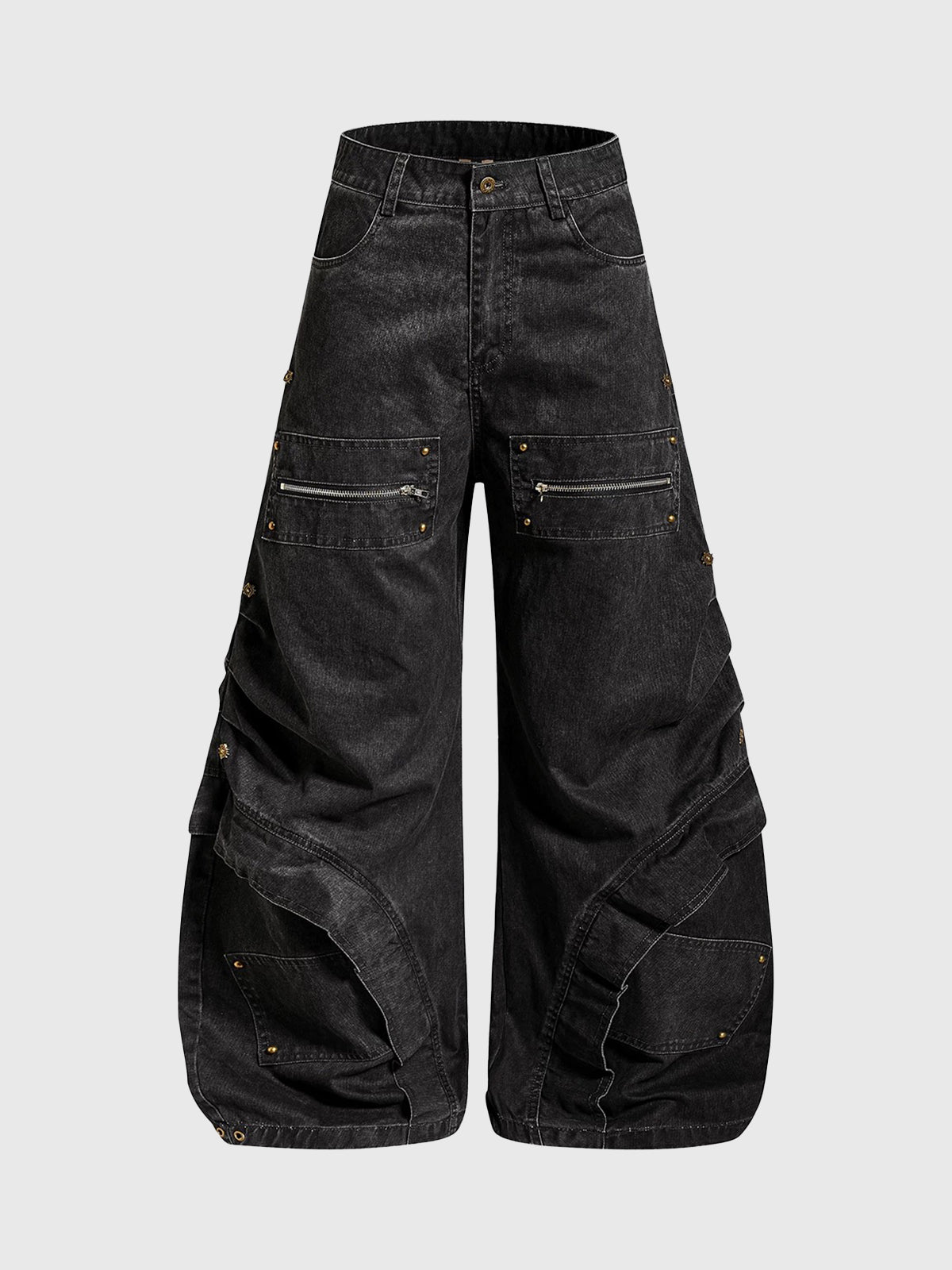 Brick Lane Curved Cut Heavyweight Washed Pants - Black
