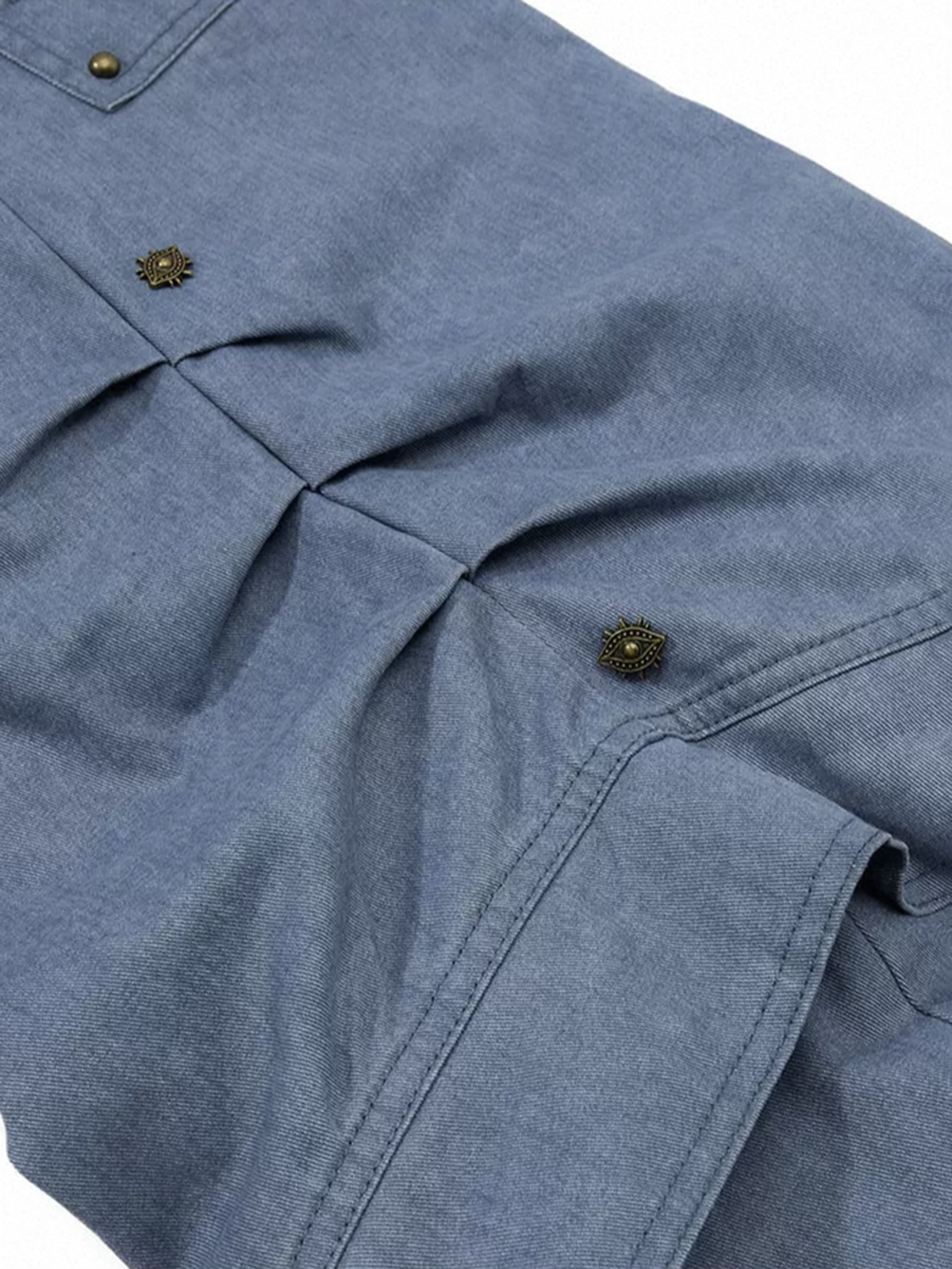 Brick Lane Curved Cut Multi-pocket Washed Jeans - Blue