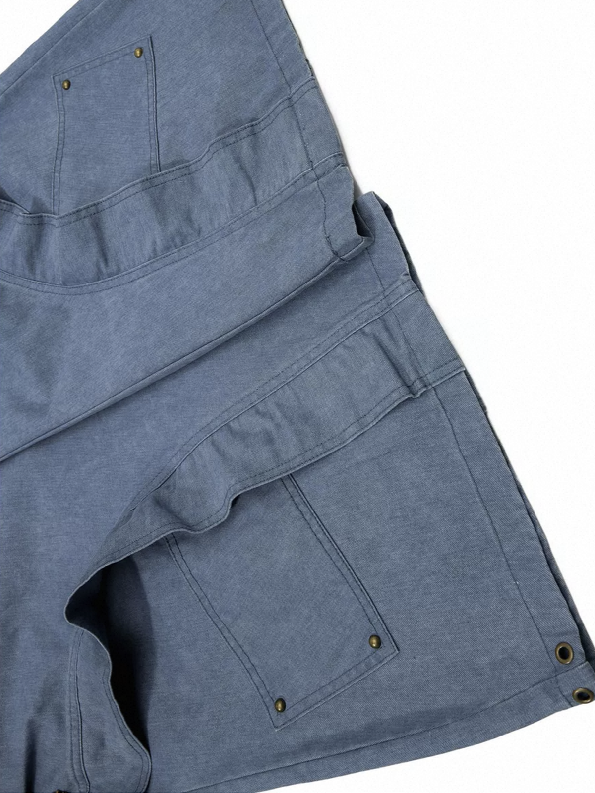 Brick Lane Curved Cut Multi-pocket Washed Jeans - Blue