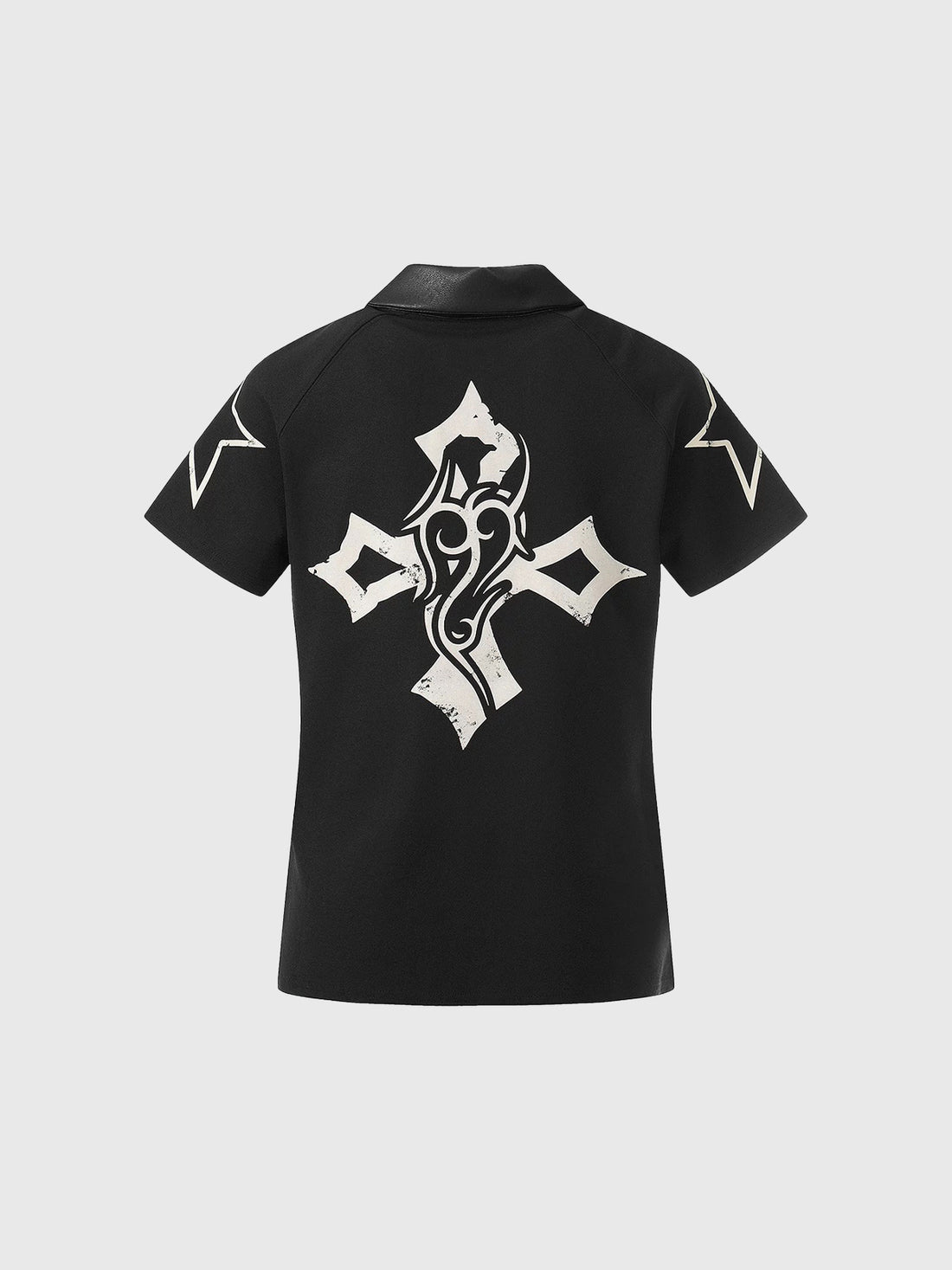 Brick Lane Skimming Jersey Cross Graphic Polo - Black