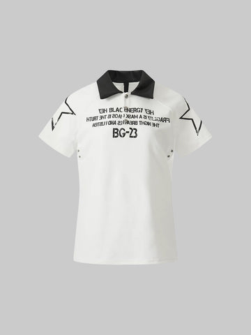 Brick Lane Skimming Jersey Cross Graphic Polo - White