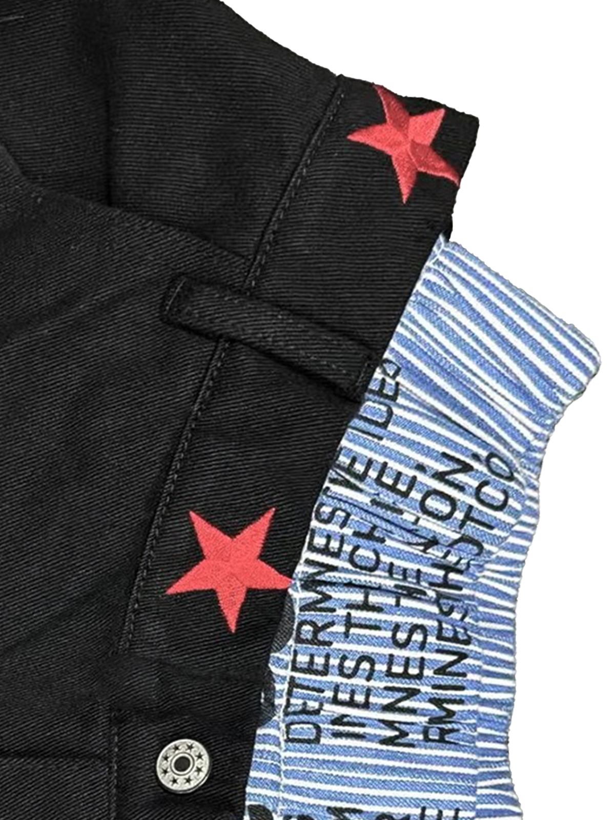 Brick Lane Curved Cut Star Contrast Trim Pants - Black