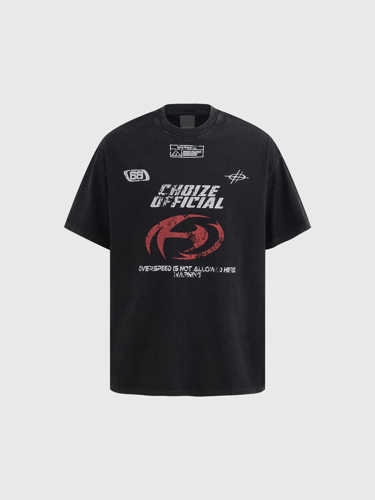Brick Lane Baggy Racing Graphic Print Tee - Black