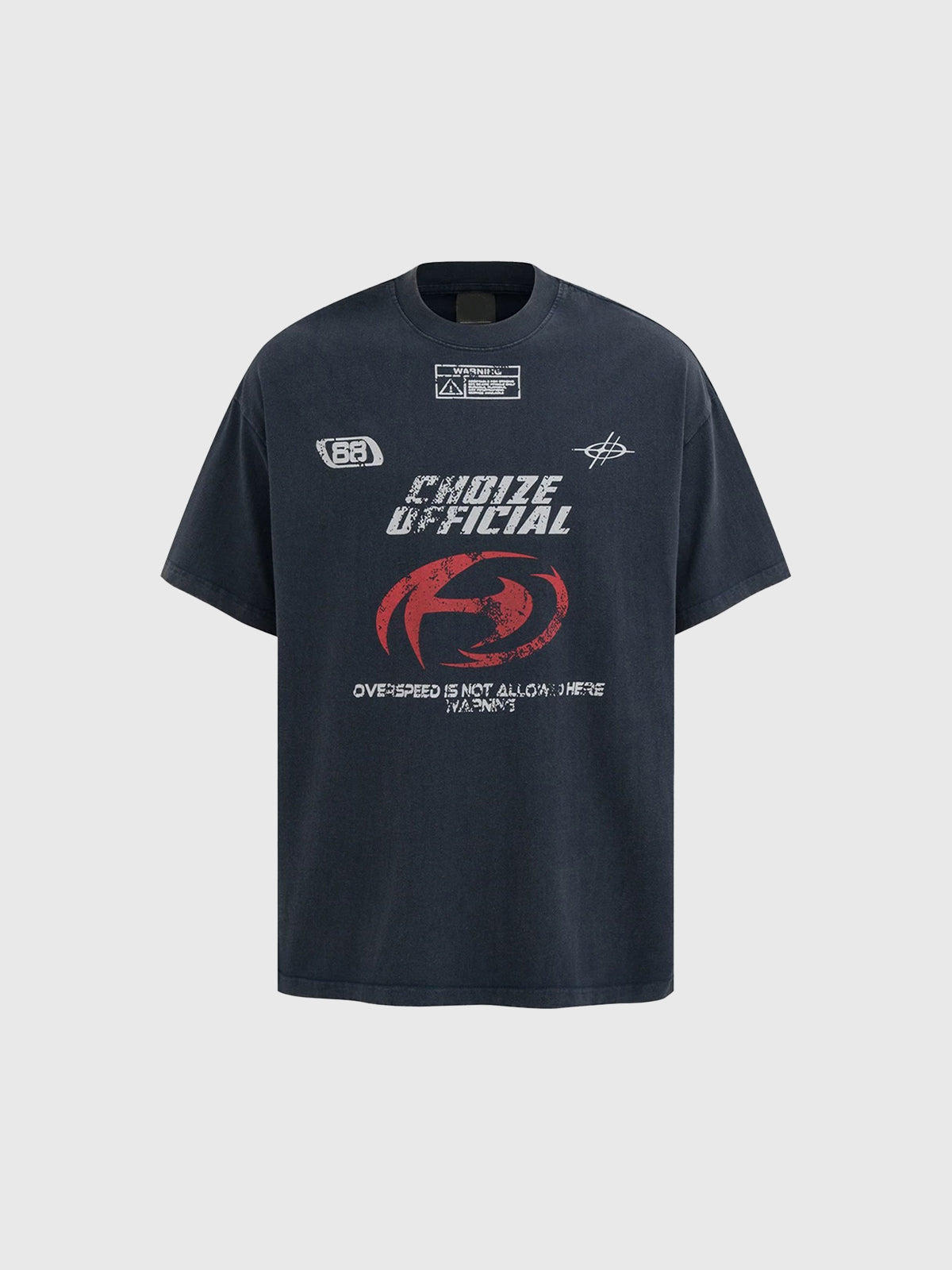 Brick Lane Baggy Racing Graphic Print Tee - Black