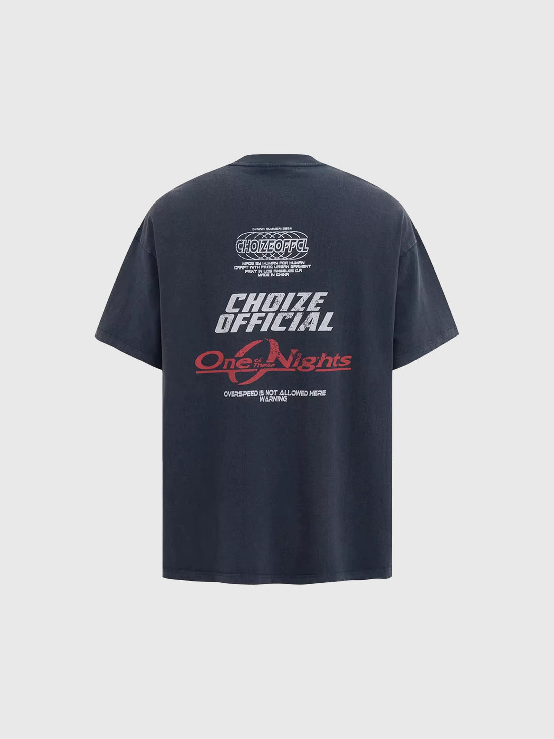 Brick Lane Baggy Racing Graphic Print Tee - Black