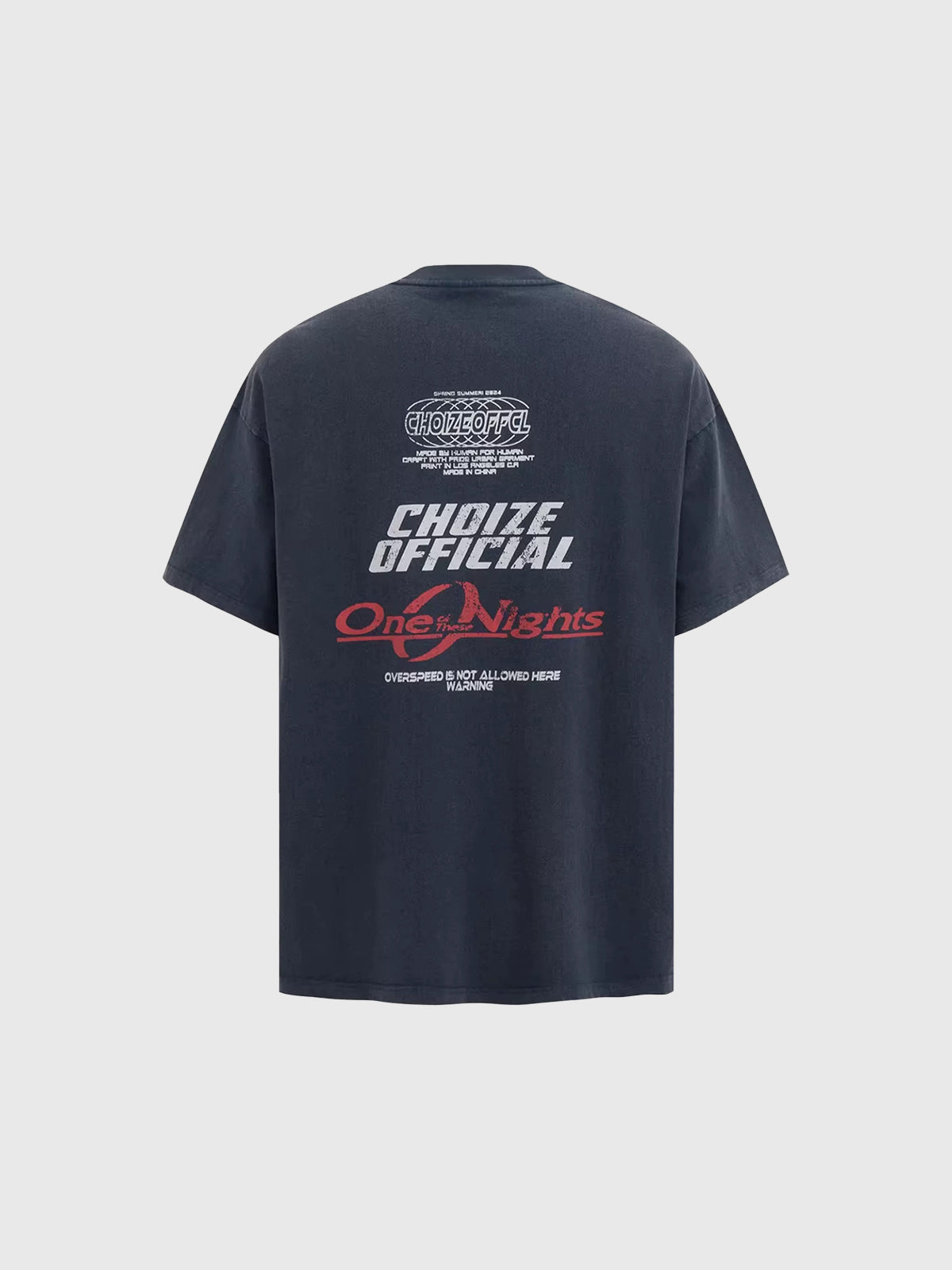Brick Lane Baggy Racing Graphic Print Tee - Black