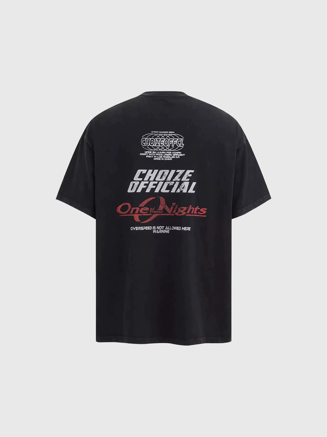 Brick Lane Baggy Racing Graphic Print Tee - Black