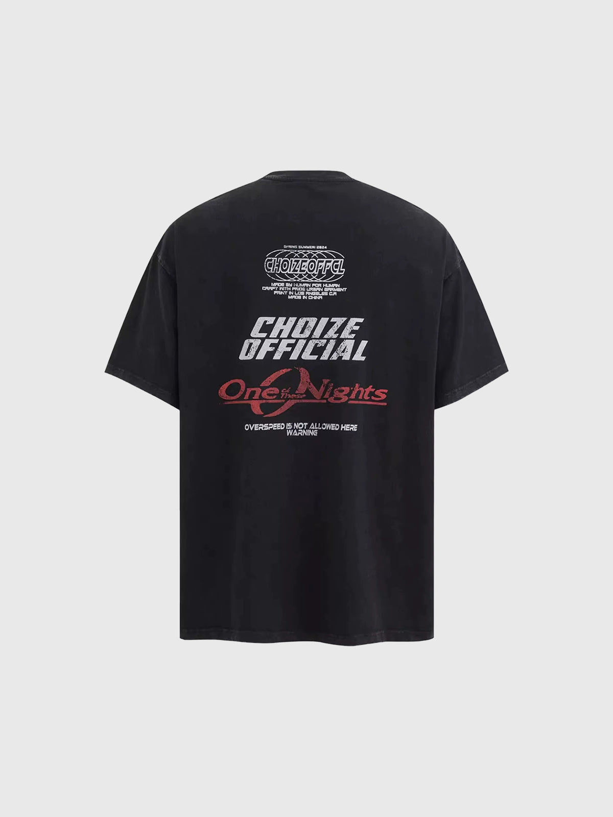 Brick Lane Baggy Racing Graphic Print Tee - Black