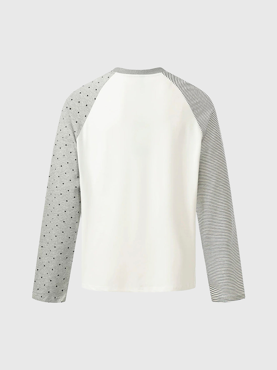 Brick Lane Baggy Stripe Dot Raglan Sleeve Top - Grey/White